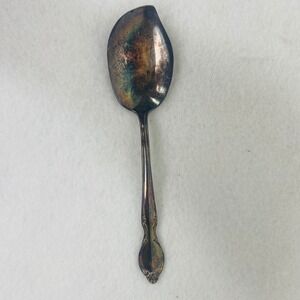 Unbranded Cream Soup Spoon OS Floral Scroll Silver Tarnish Vintage Fair